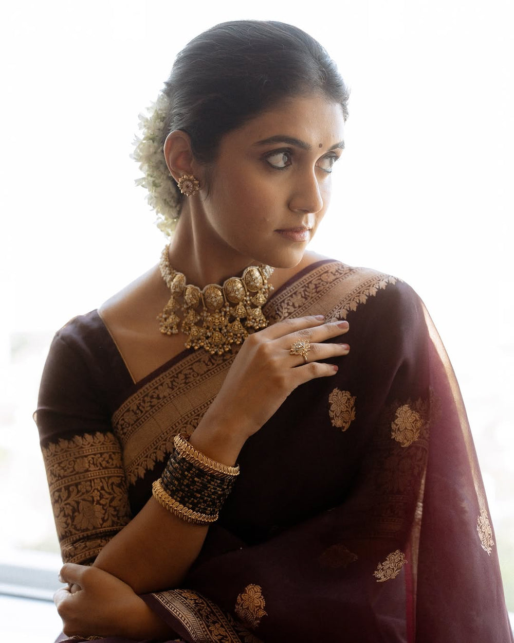 Elegant Maroon Jacquard Saree