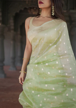 Pista Green Jacquard Saree