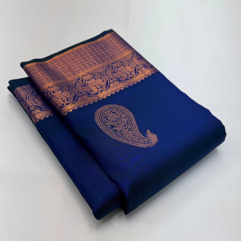 Navy Blue Jacquard Saree