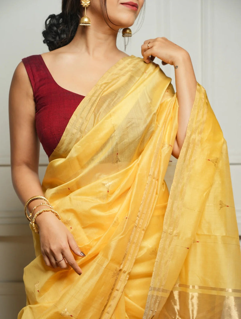 Yellow Jacquard Saree