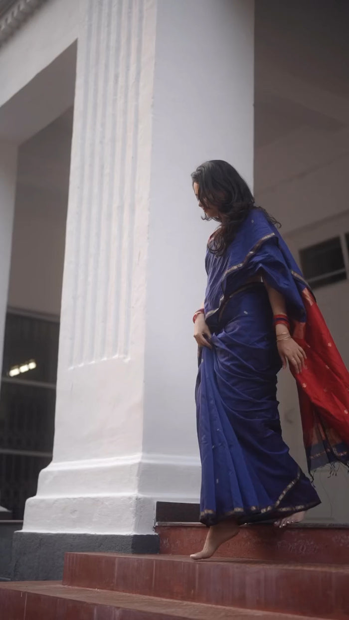 Blue Jacquard Saree – Elegant & Timeless Indian Ethnic Wear