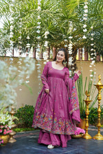 Royal Fuchsia Cruncy Silk Anarkali Suit Set