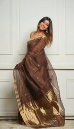 Coffee Brown Jacquard Saree