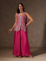 Pink Chinon Embroidered Suit Set