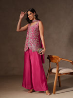 Pink Chinon Embroidered Suit Set