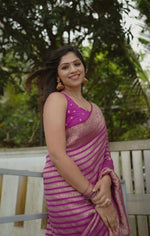 Blush Pink Jacquard Saree