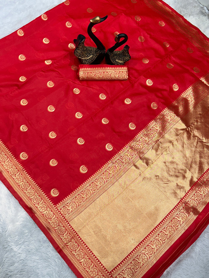 Royal Red Jacquard Saree for Weddings, Festivals & Special Occasions