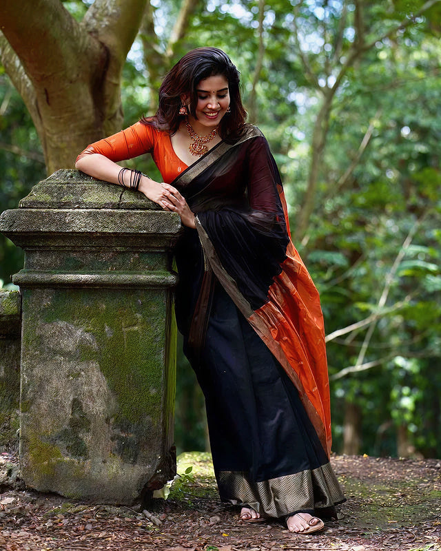 Black Jacquard Saree – Elegant & Premium Ethnic Wear