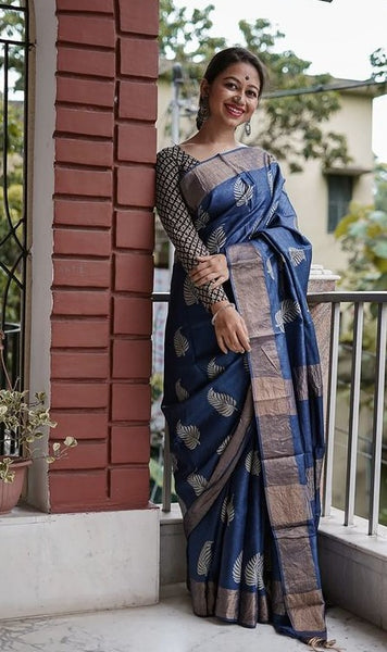 Elegant Blue Jacquard Saree