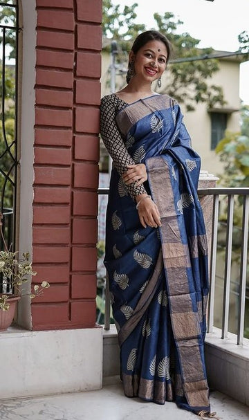 Elegant Blue Jacquard Saree – Premium Traditional & Festive Wear