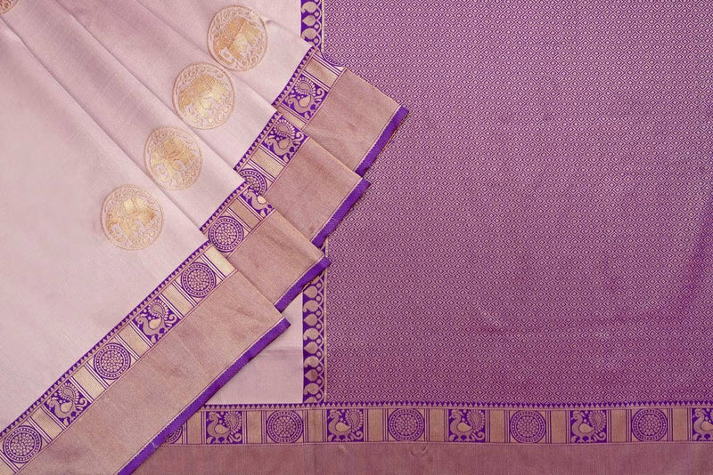 Elegant Peach Purple Jacquard Saree