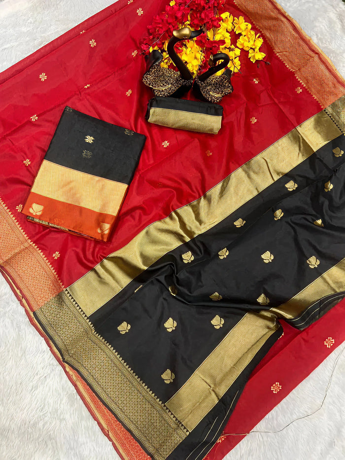 Red Jacquard Saree – Festive, Elegant & Premium Ethnic Wear