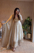 Moonstone Ivory Elegant Fandy Silk Anarkali Suit Set