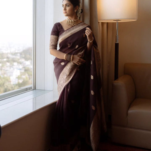 Elegant Maroon Jacquard Saree