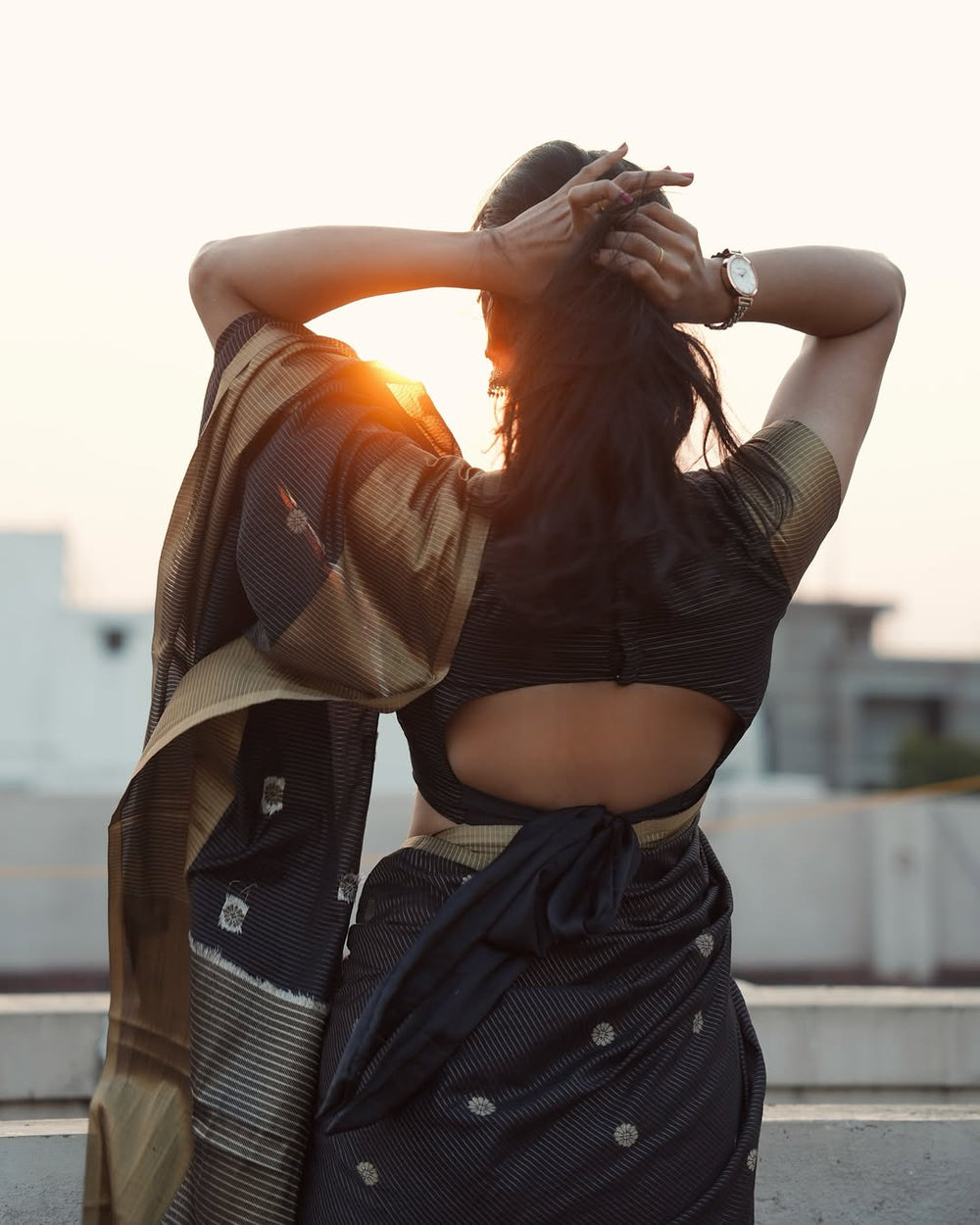 Elegant Black Jacquard Saree