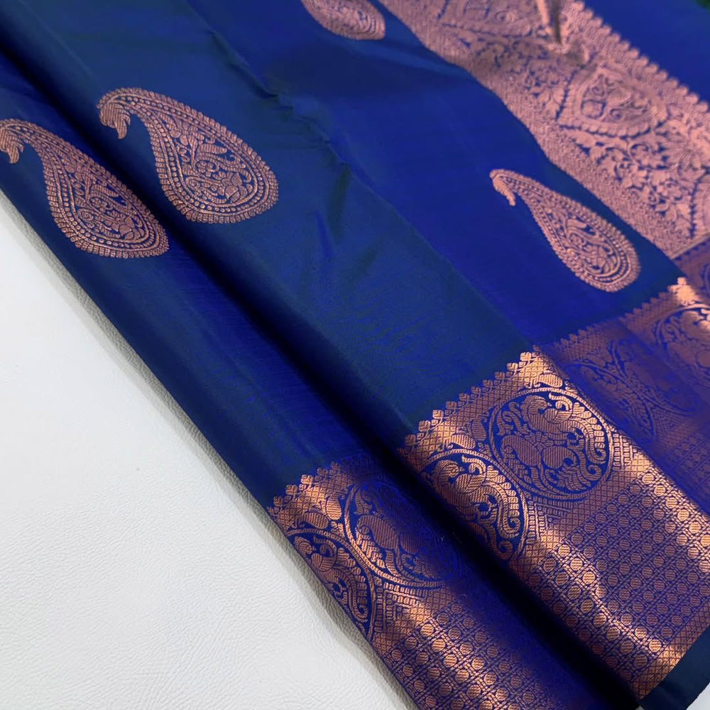 Navy Blue Jacquard Saree