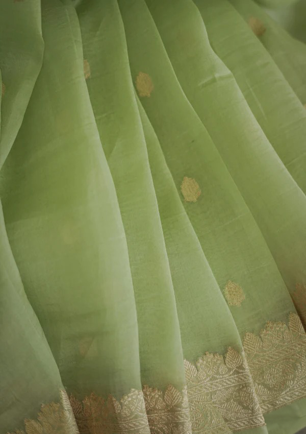 Pista Green Jacquard Saree