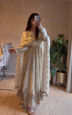 Moonstone Ivory Elegant Fandy Silk Anarkali Suit Set