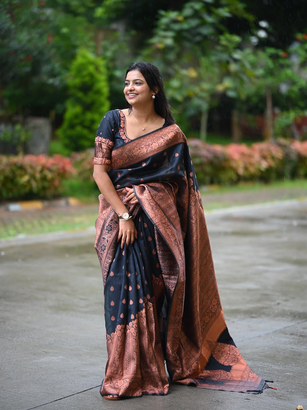 Classic Black Jacquard Saree