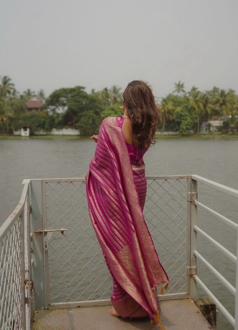 Blush Pink Jacquard Saree