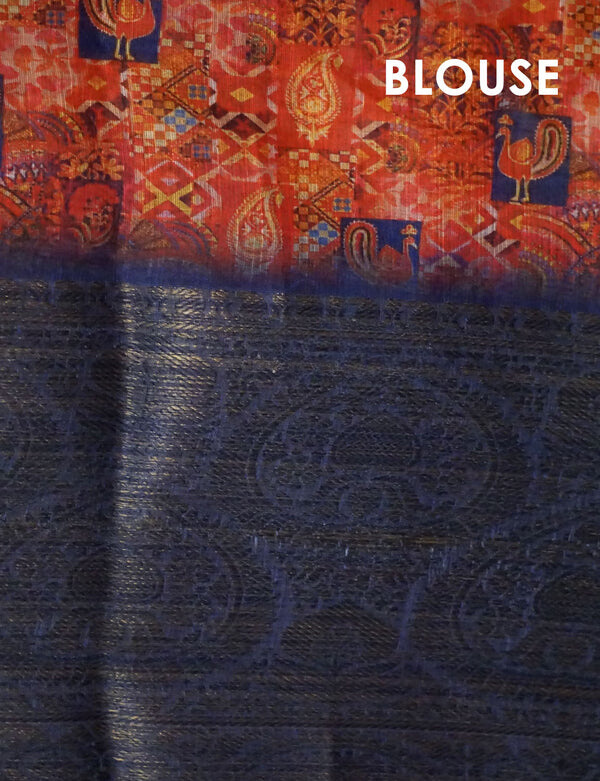 Intricate Yellow Colored Cotton Linen Designer Printed Saree
