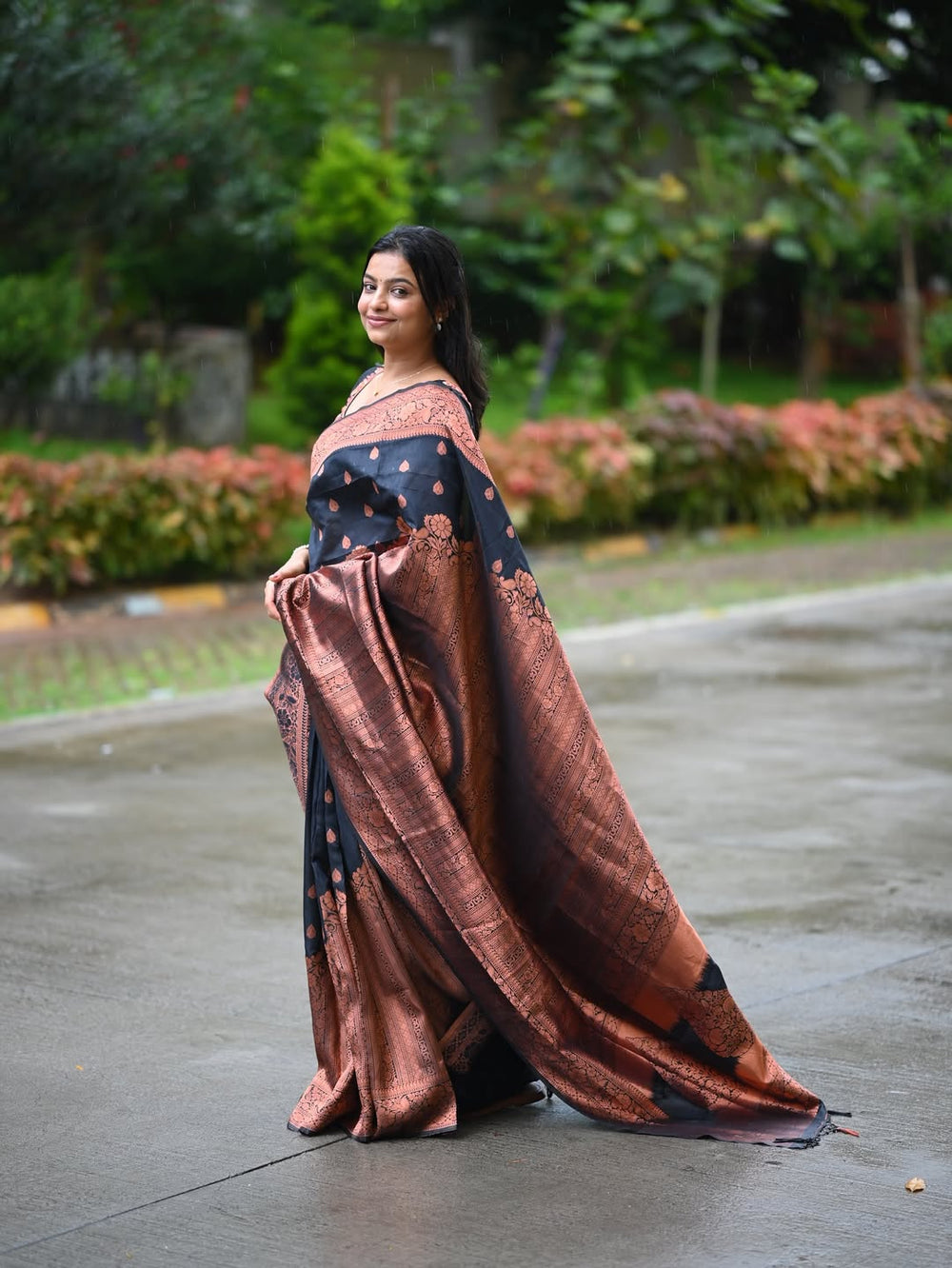 Classic Black Jacquard Saree
