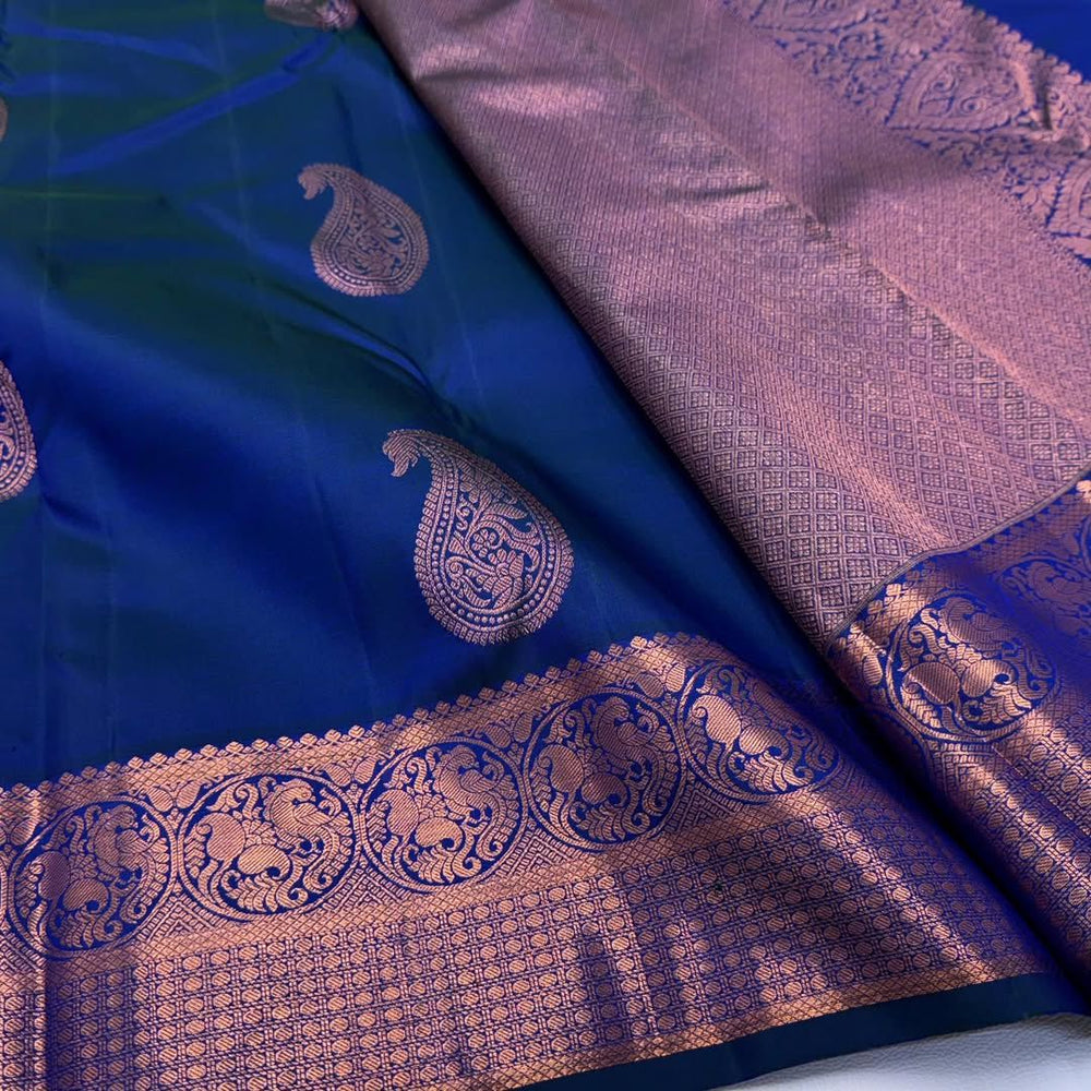Navy Blue Jacquard Saree
