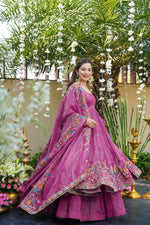 Royal Fuchsia Cruncy Silk Anarkali Suit Set