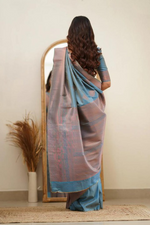 Serene Sky Blue Jacquard Saree