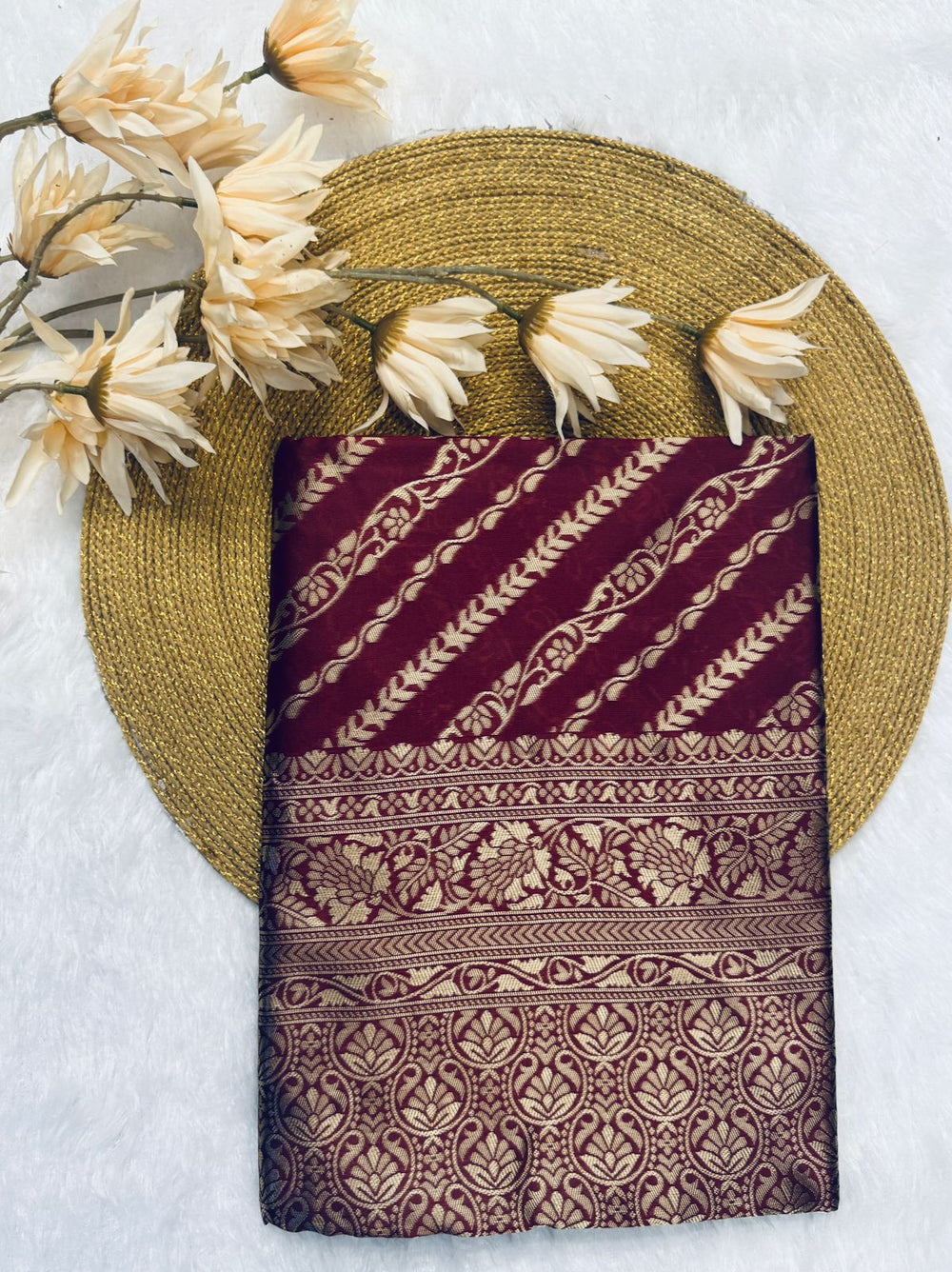Maroon Jacquard Saree