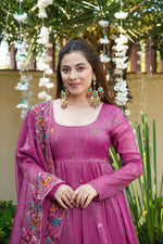Royal Fuchsia Cruncy Silk Anarkali Suit Set