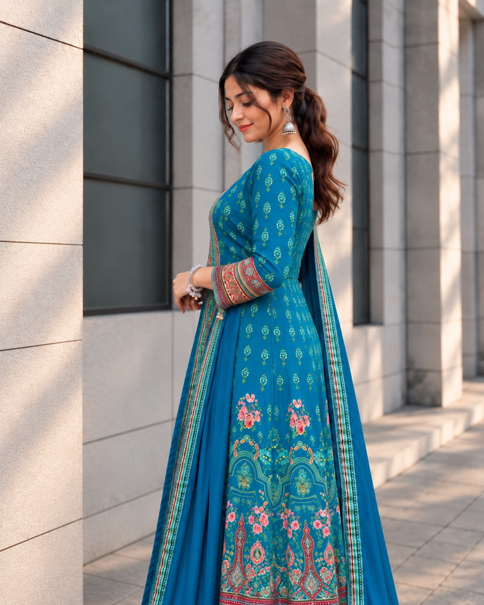 Rajasthani Chinon Anarkali Kurta Set for Women
