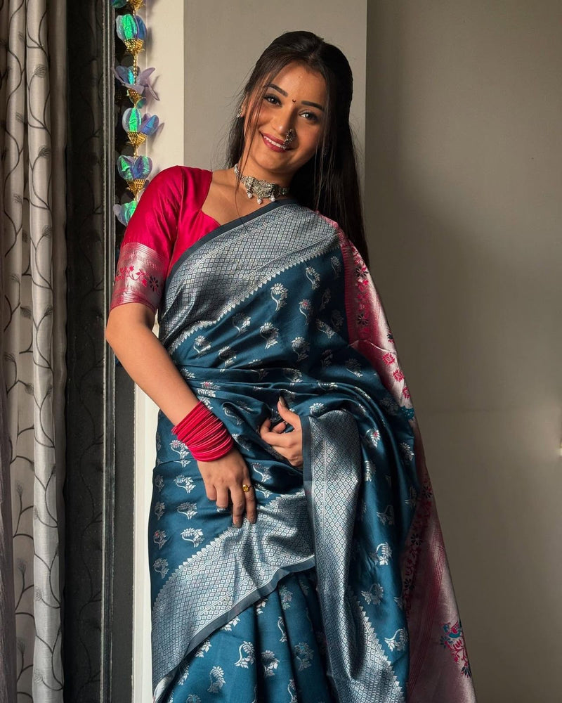Blue Jacquard Saree