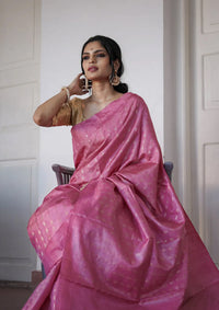 Charming Pink Jacquard Saree – Elegant Traditional Indian Wear for Women