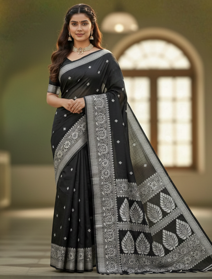 Black Jacquard Saree