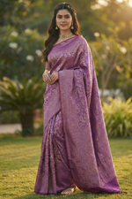 Royal Purple Jacquard Saree