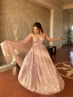 Dusty Pink Tabby Organza Anarkali Suit Set