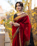 Red Jacquard Saree – Festive, Elegant & Premium Ethnic Wear