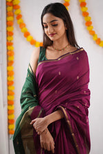 Wine Green Jacquard Saree