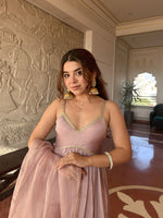 Dusty Pink Tabby Organza Anarkali Suit Set