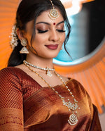 Elegant Brown Jacquard Saree