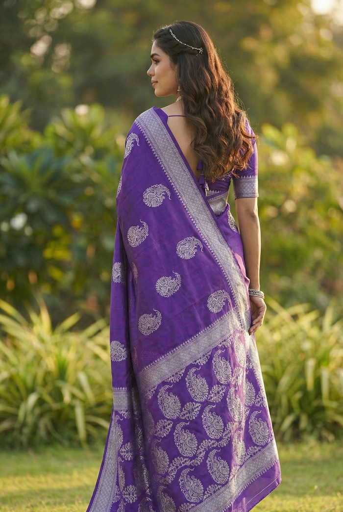 Elegant Purple Jacquard Saree – Premium Traditional Indian Wear for Women