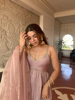 Dusty Pink Tabby Organza Anarkali Suit Set