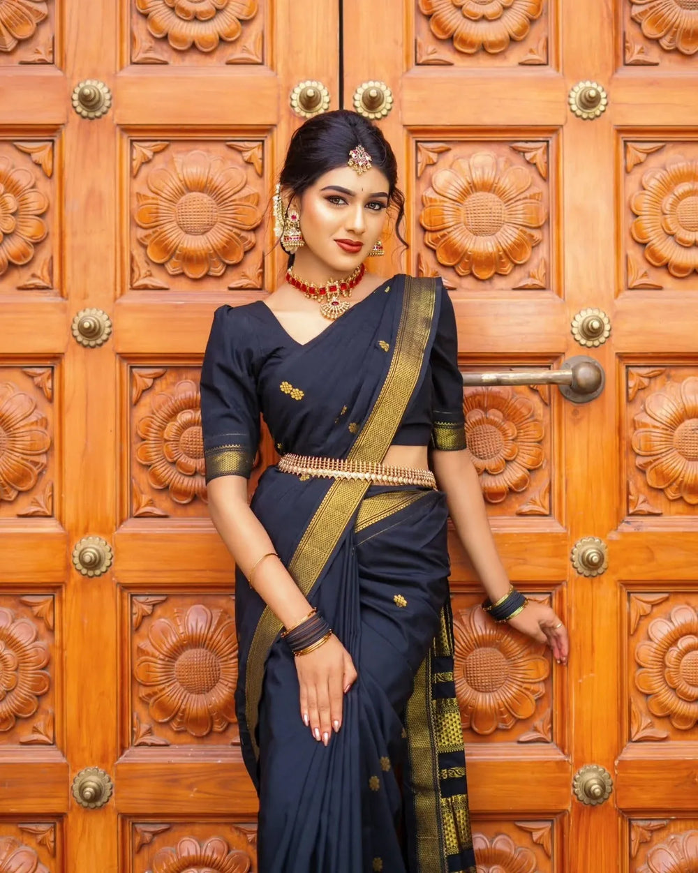Classic Black Jacquard Saree