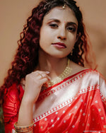 Vibrant Red Jacquard Saree