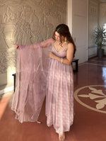 Dusty Pink Tabby Organza Anarkali Suit Set