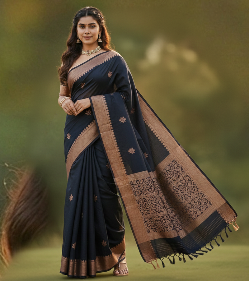 Black Jacquard Saree