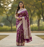 Regal Dark Purple Jacquard Saree