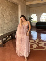 Dusty Pink Tabby Organza Anarkali Suit Set