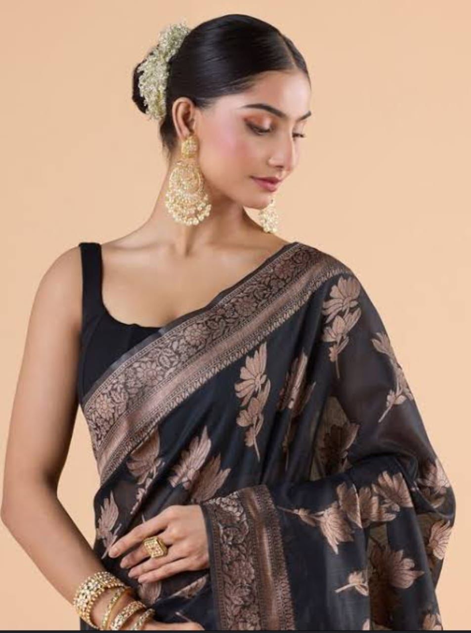 Premium Black Jacquard Saree